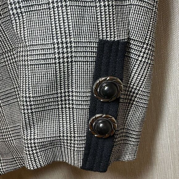 Albert Nipon Womens Jacket Blazer Size 6 Black White Plaid - Picture 5 of 6